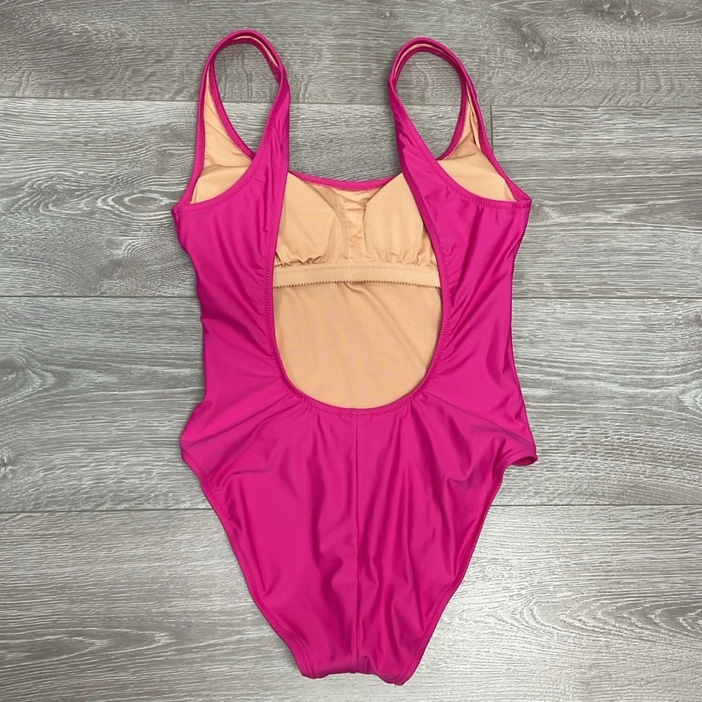 NWT J. Crew Heritage Scoopback One Piece Swimsuit Radiant Fuchsia 6